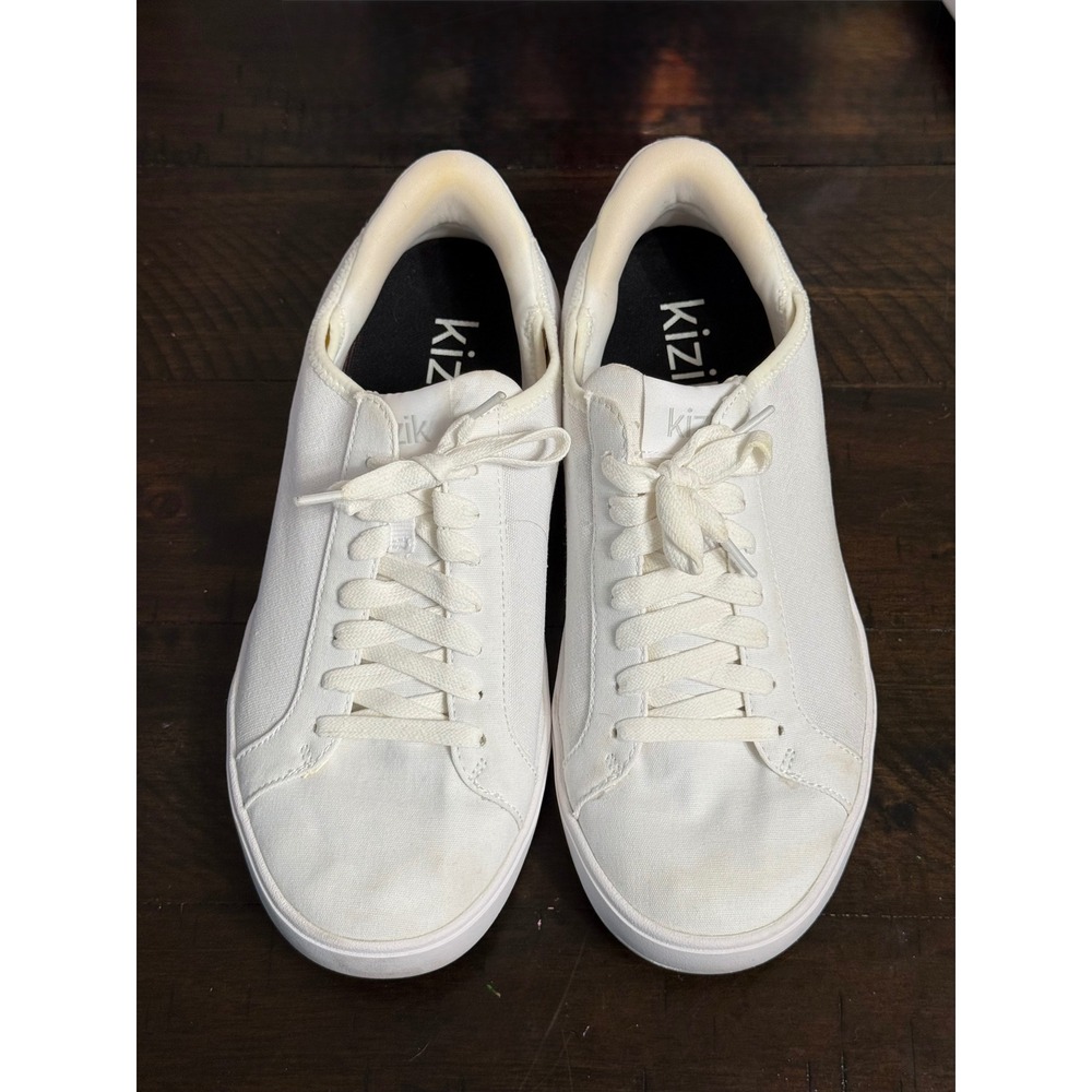 Kizik Irvine White Stretch Canvas Hands Free Sneakers Womens 10 Men's 8.5 Unisex